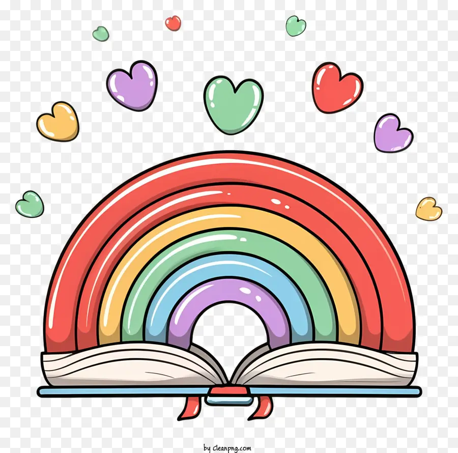 Dibujos Animados，Arcoiris Y Libro PNG