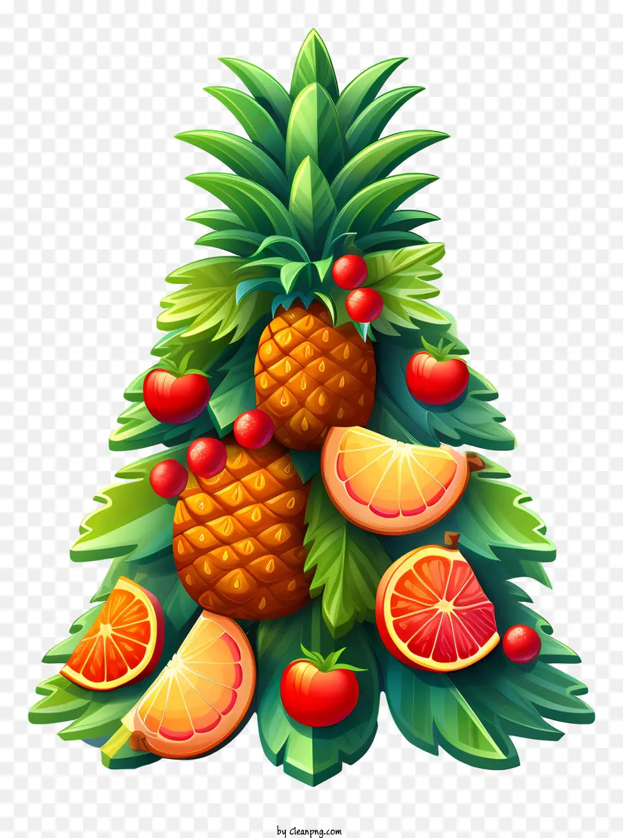 Elementos Navideños，árbol De Navidad De Frutas PNG