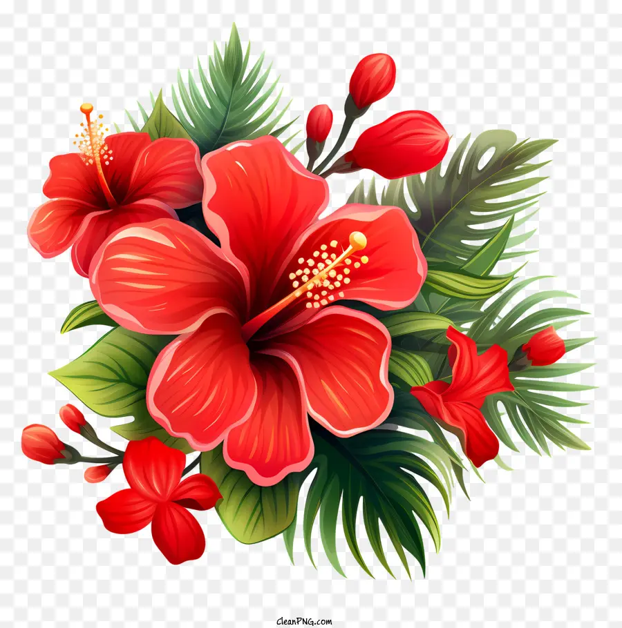 Elementos De La Navidad，Flor De Hibisco Rojo PNG