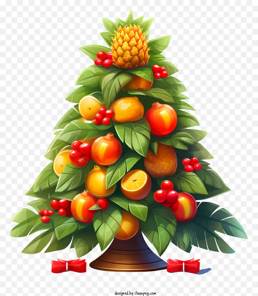 Elementos De La Navidad，Árbol De Navidad Hecho De Frutas PNG