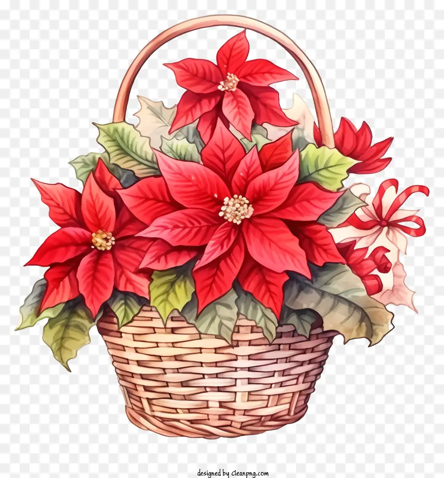 Canasta De Flores De Navidad Doodle，Wicker Basket PNG