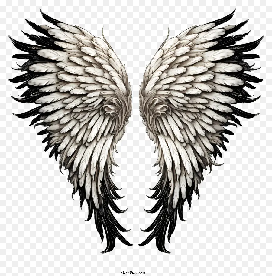 Doodle Angel Wings，Ala De ángel En Blanco Y Negro PNG