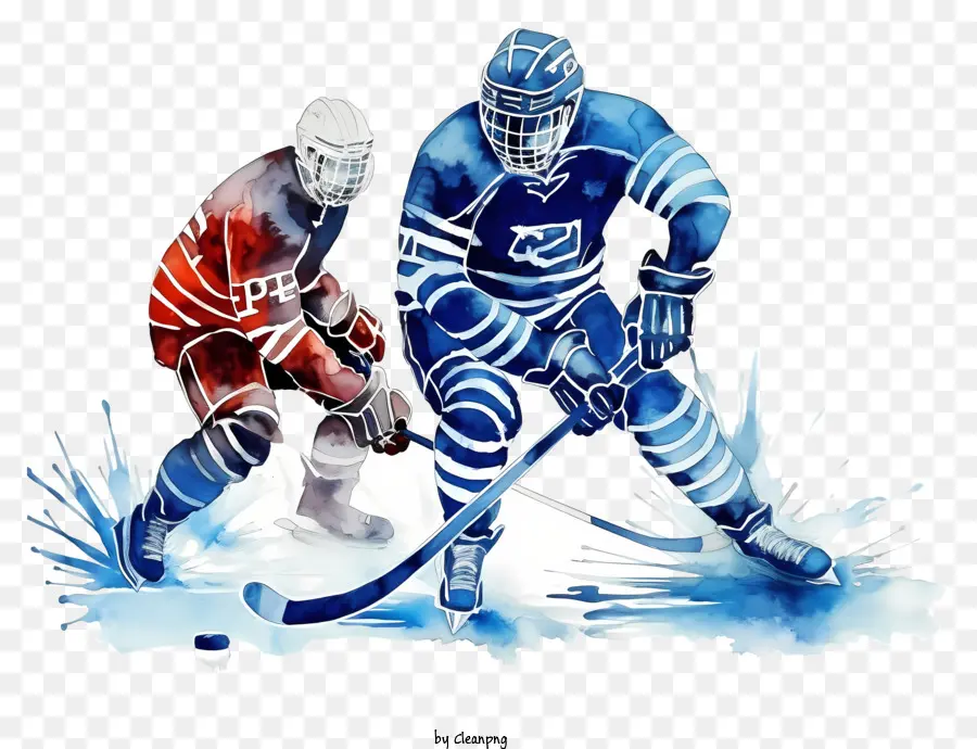 Hockey Sobre Hielo De Acuarela，Pintura A La Acuarela PNG