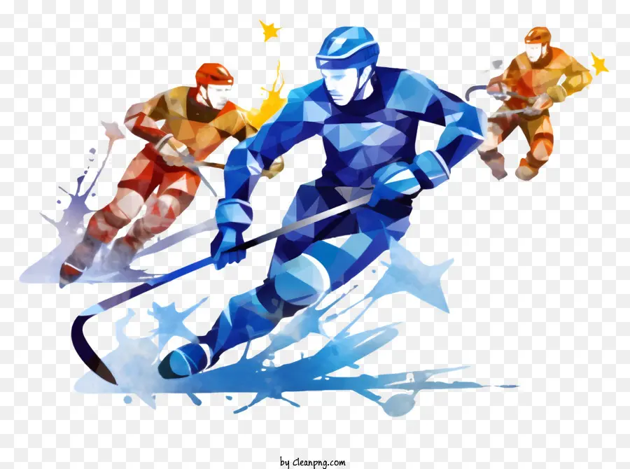 Hockey Sobre Hielo Dibujado A Mano，Jugadores De Hockey PNG