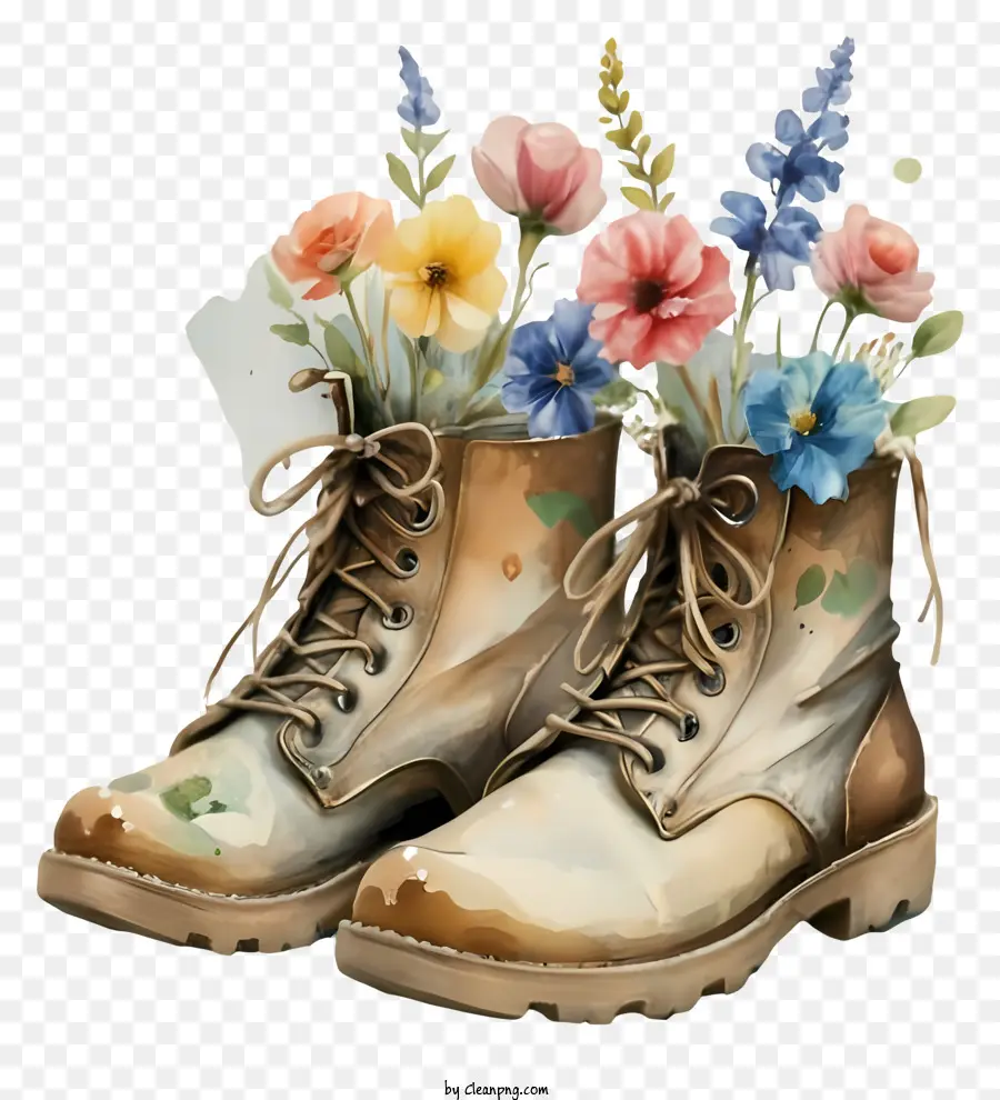 Dibujos Animados，Botas Con Flores PNG