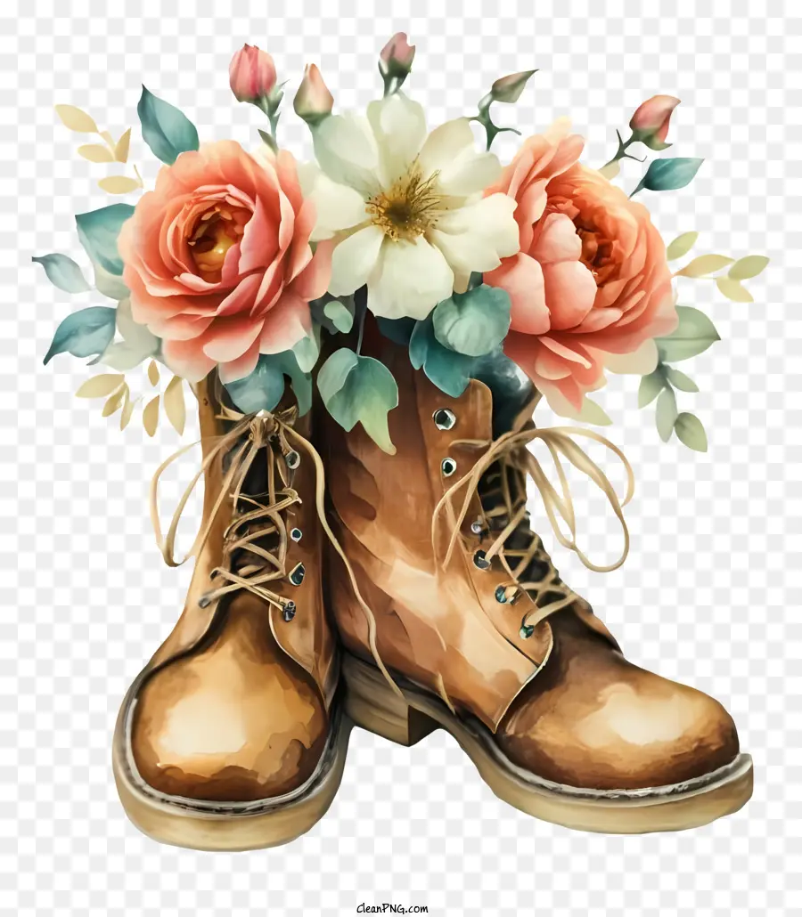 Dibujos Animados，Botas Con Flores PNG