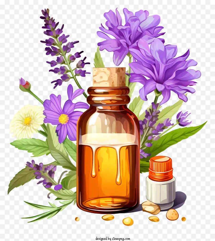 Terapia De Esencias De Flores Dibujadas A Mano，Aceites Esenciales PNG