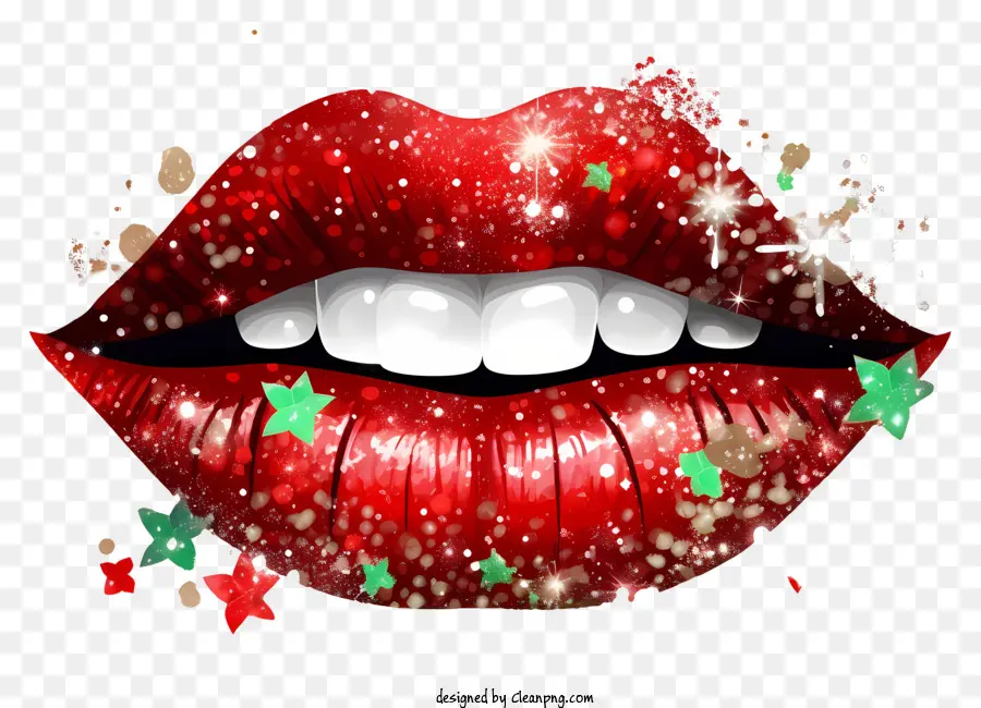 Doodle Christmas Glitter Lip，Los Labios Rojos PNG