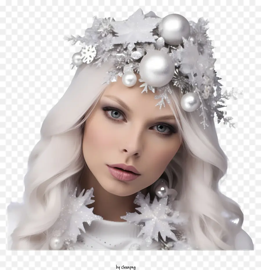 Maquillaje Navideño，Mujer Con Pelo Blanco PNG