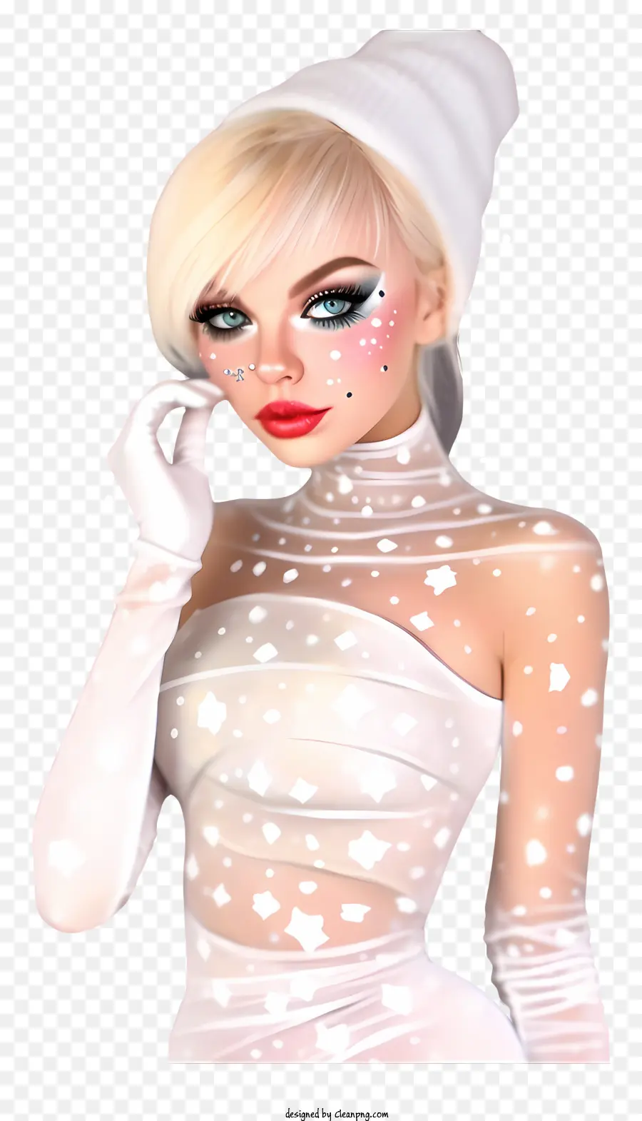 Maquillaje De Navidad De Acuarela，Vestido Blanco PNG