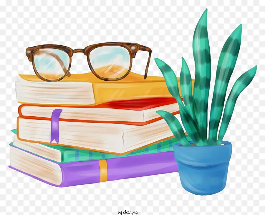 Libro，Planta En Maceta PNG