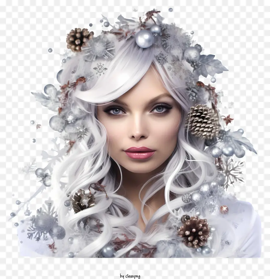 Sketch Christmas Makeup，El Pelo Blanco PNG