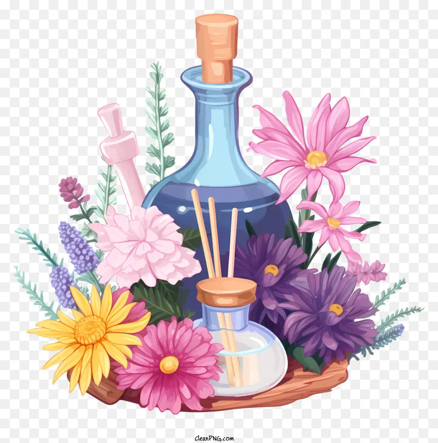 Estilo Isométrico，Terapia De Esencias De Flores PNG