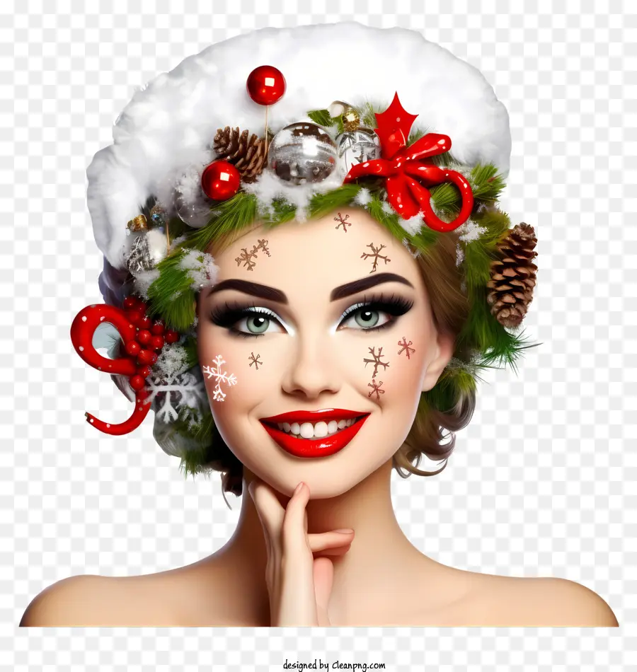 Maquillaje De Navidad De Dibujos Animados，Mujer PNG