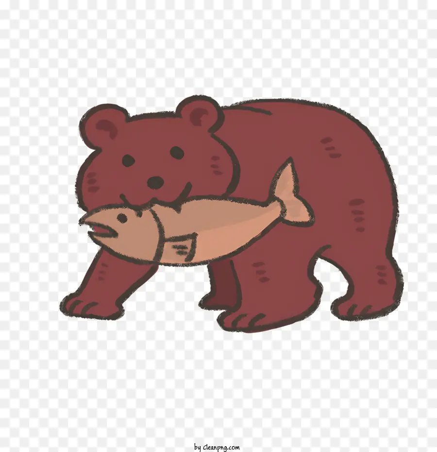 Dibujos Animados，Oso Con Pescado PNG