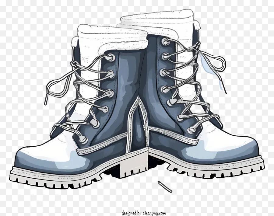 Boceto De Botas De Invierno，Botas De Invierno Azules Y Blancas PNG