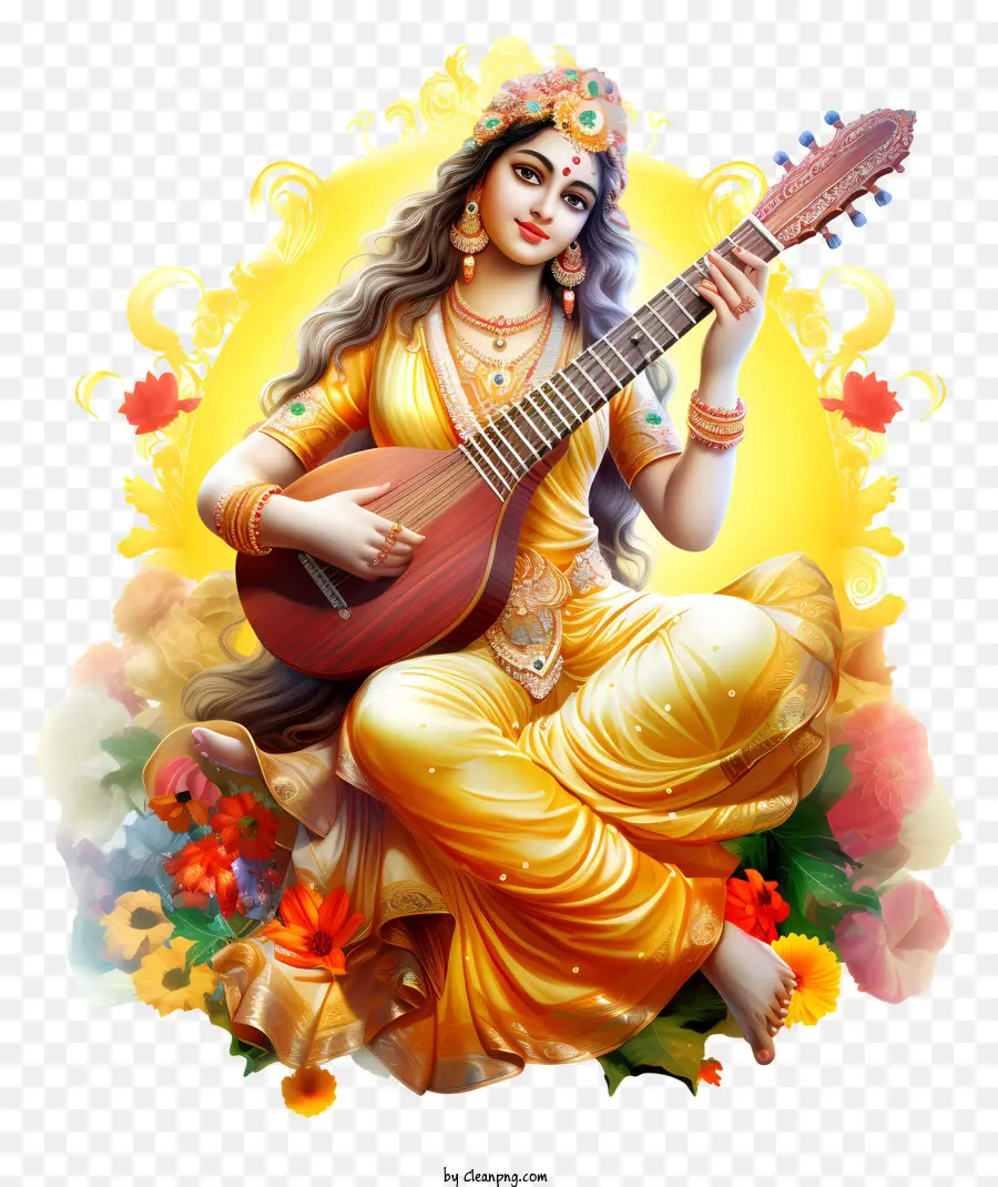 Vasant Panchami，Diosa De La Música Y El Arte PNG