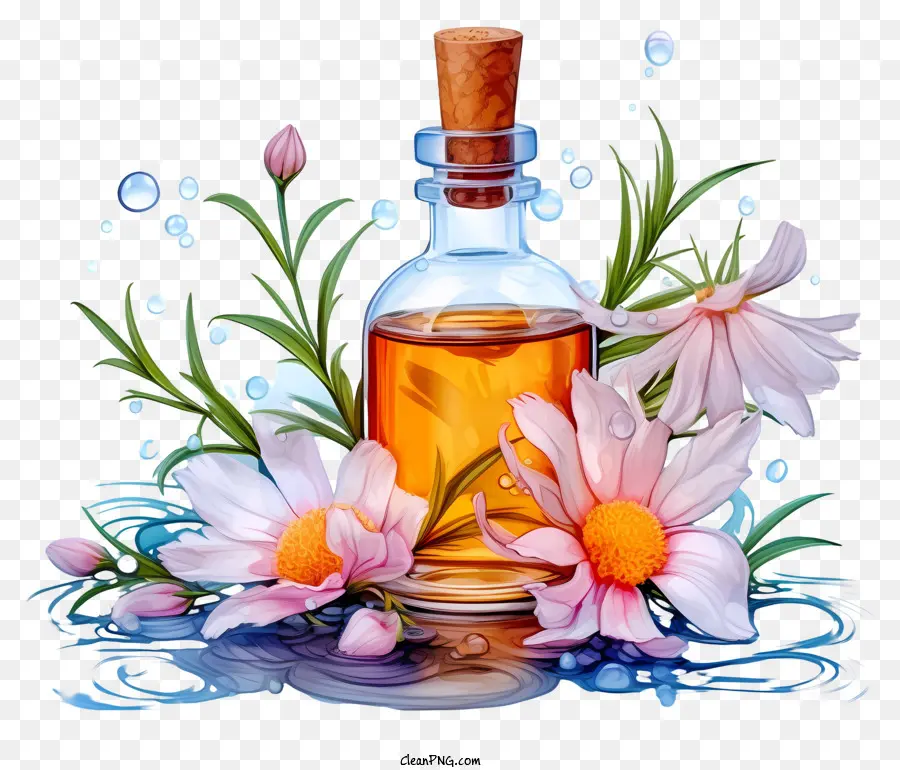 Terapia De Esencias Florales De Dibujos Animados，Botella De Aceite Esencial PNG