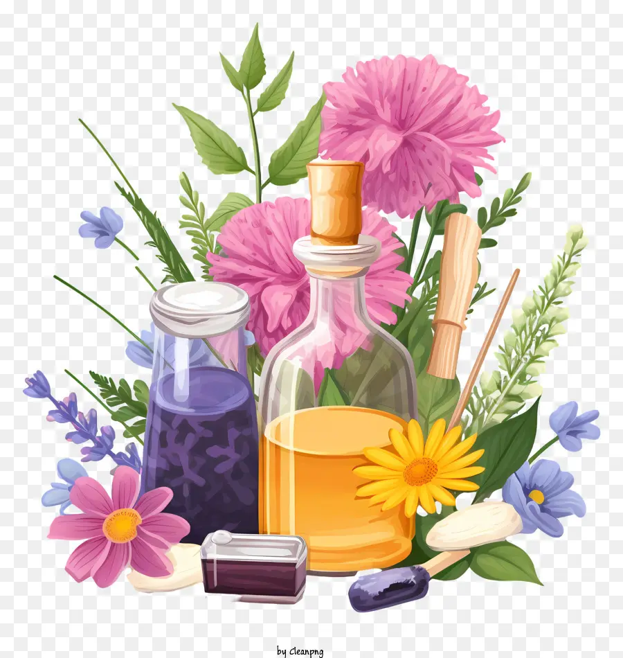 Estilo Isométrico，Terapia De Esencias De Flores PNG