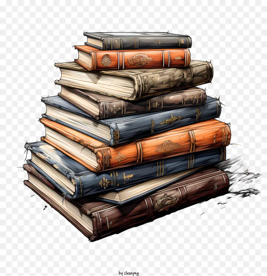 Pila De Libros，Libros Antiguos PNG