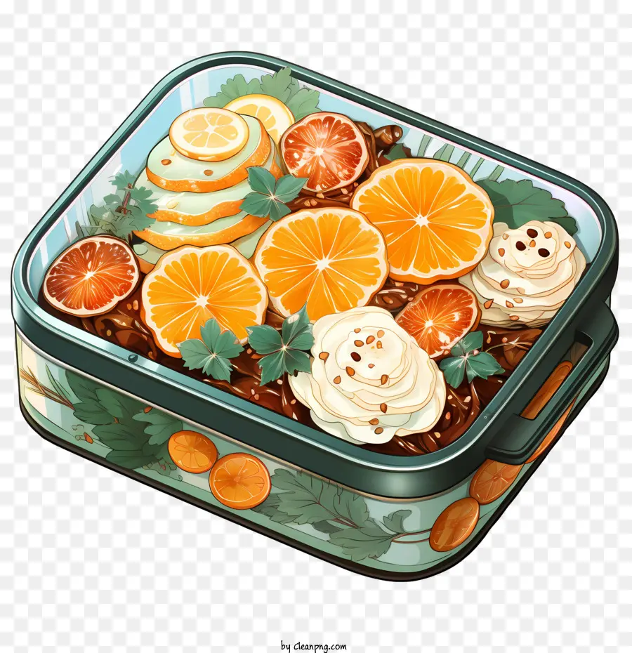 Caja Bento，Rodajas De Naranja Y Limón PNG