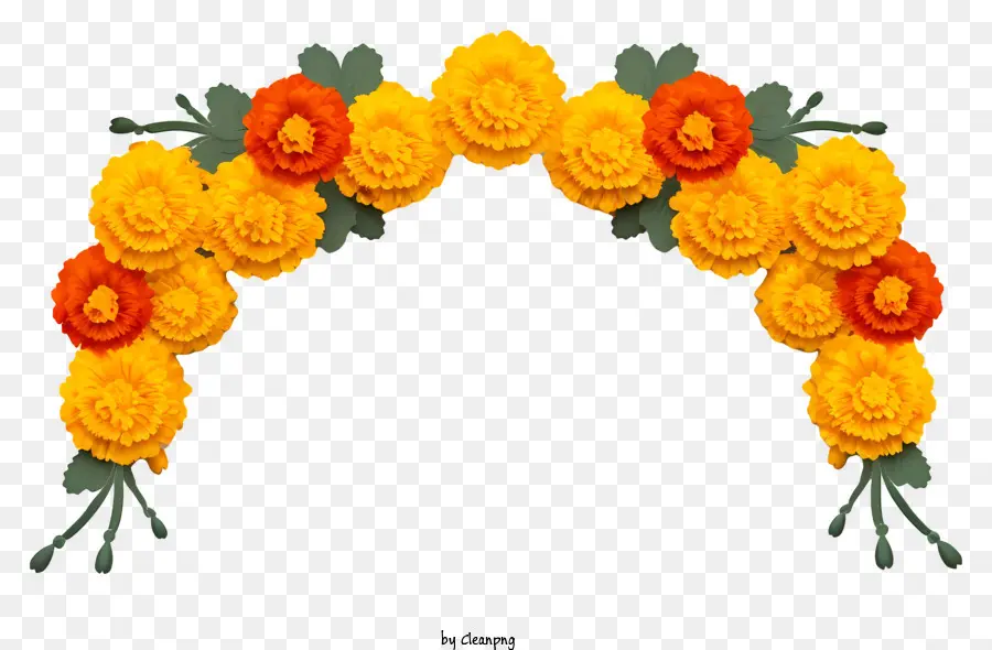 Decorativos Corona，Flores Amarillas PNG