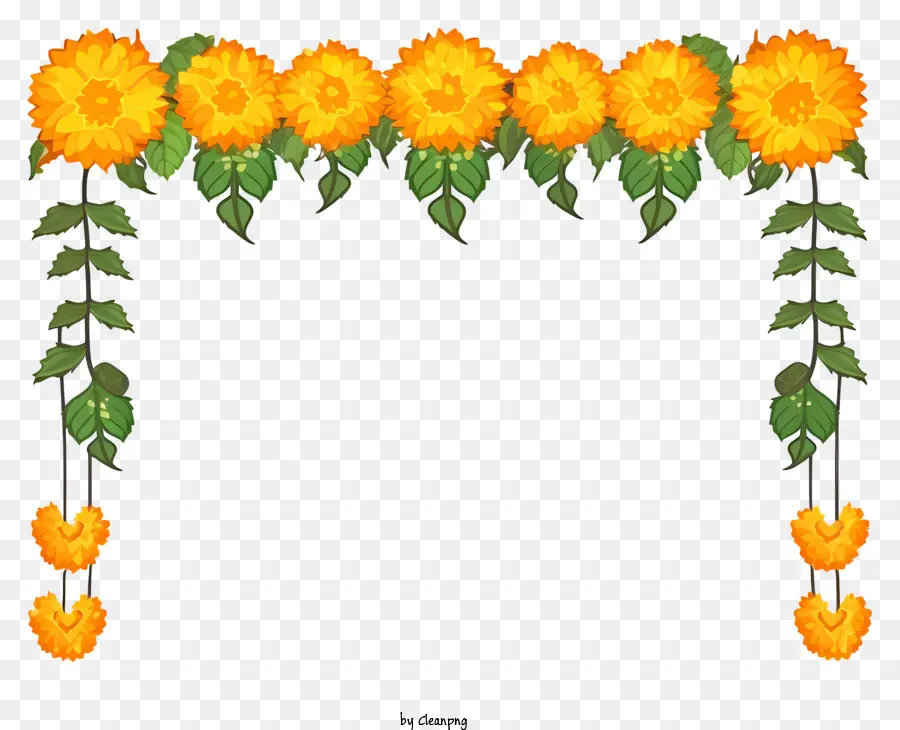 Guirnalda De Flores De Caléndula Doodle，Colgantes De Flores PNG