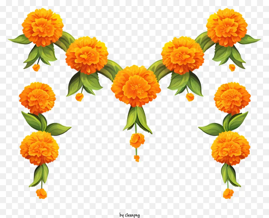 Guirnalda De Flores De Caléndula De Dibujos Animados，Ramo PNG