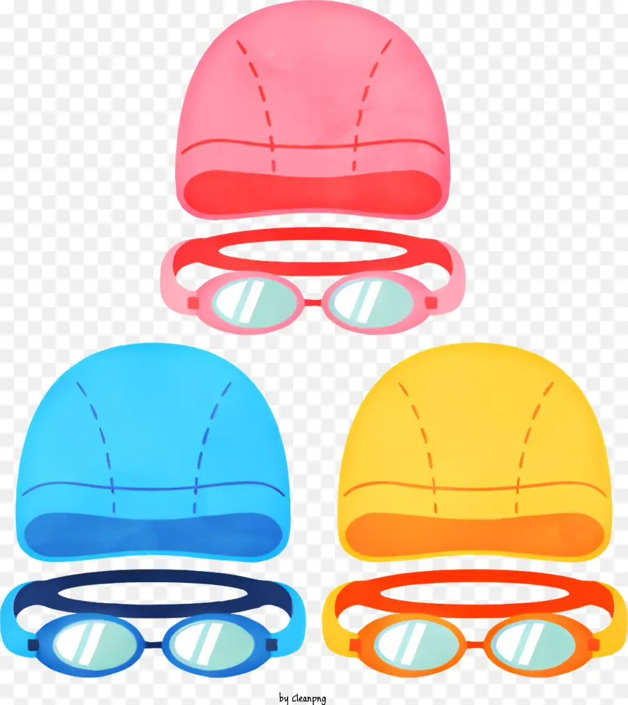 Dibujos Animados，Gorros Y Gafas De Natación PNG