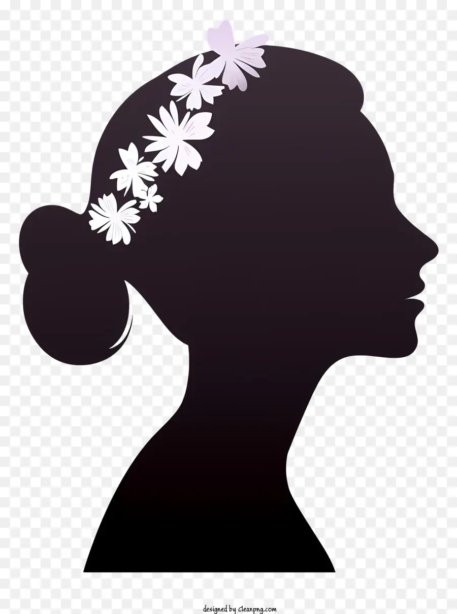 Silueta De Cara Lateral De Mujeres Planas，Flower Crown PNG