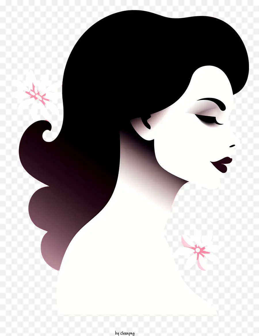 Silueta De Cara De Femenina Retro De Moda，Mujer PNG