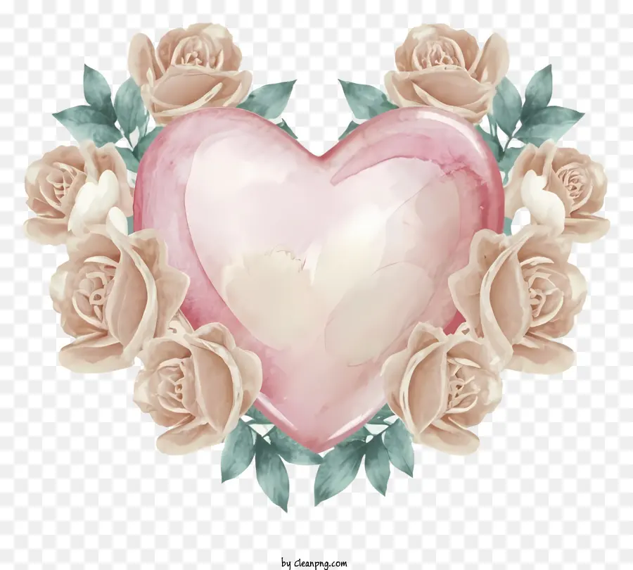 Dibujos Animados，Corazón Con Flores PNG