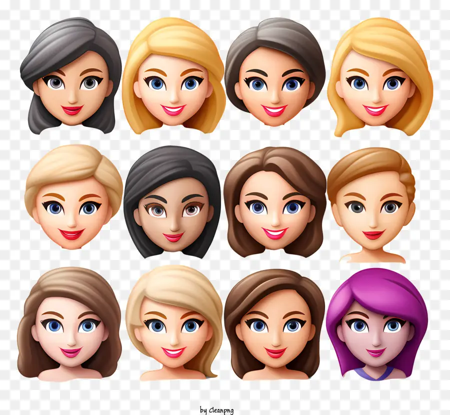 Emojis，Rostros Femeninos PNG