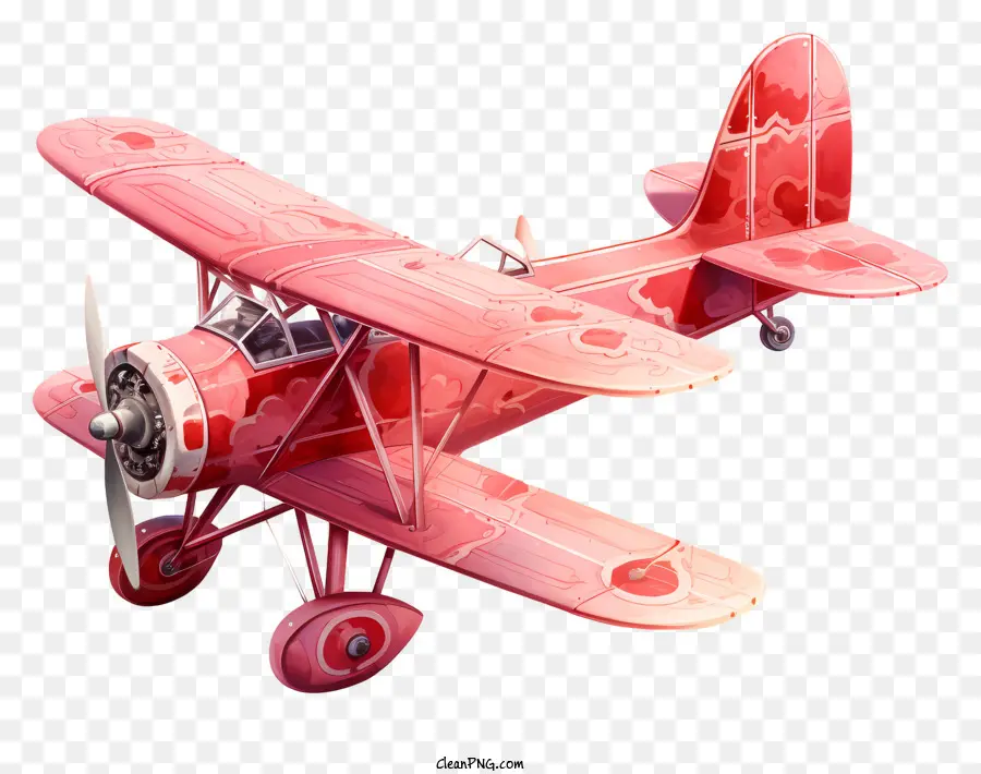 Avión De San Valentín，Avión Vintage Rojo PNG