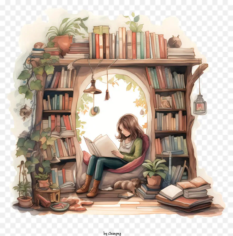 Nook Libro，Mujer Leyendo PNG