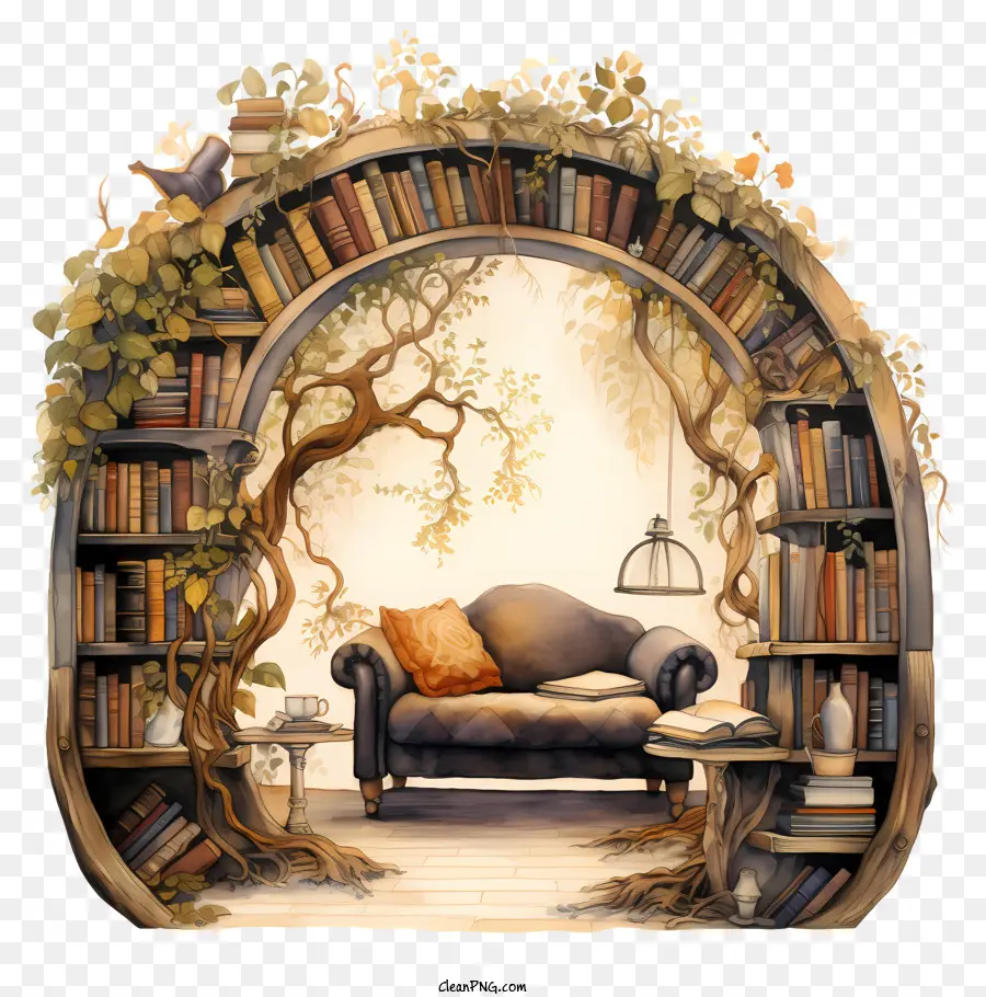 Nook Libro，Sala De Estar Acogedora PNG