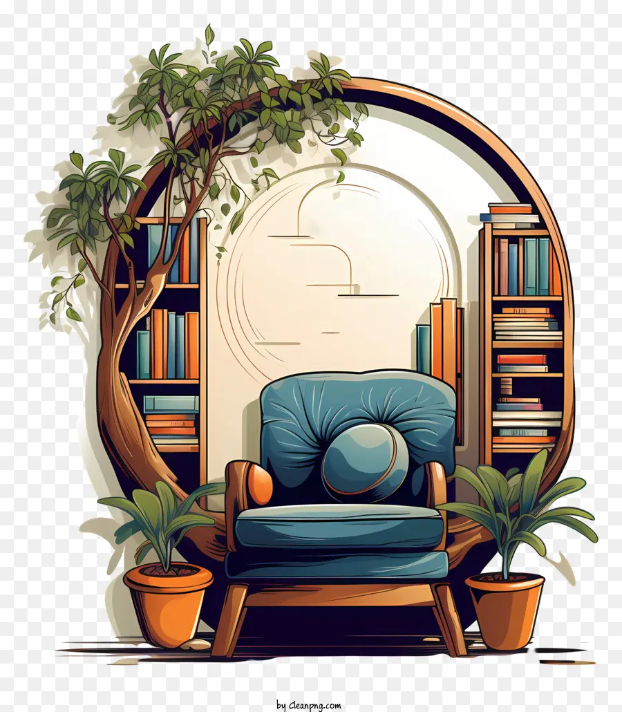 Rincón Del Libro，Acogedor Sillón Y Estantería PNG