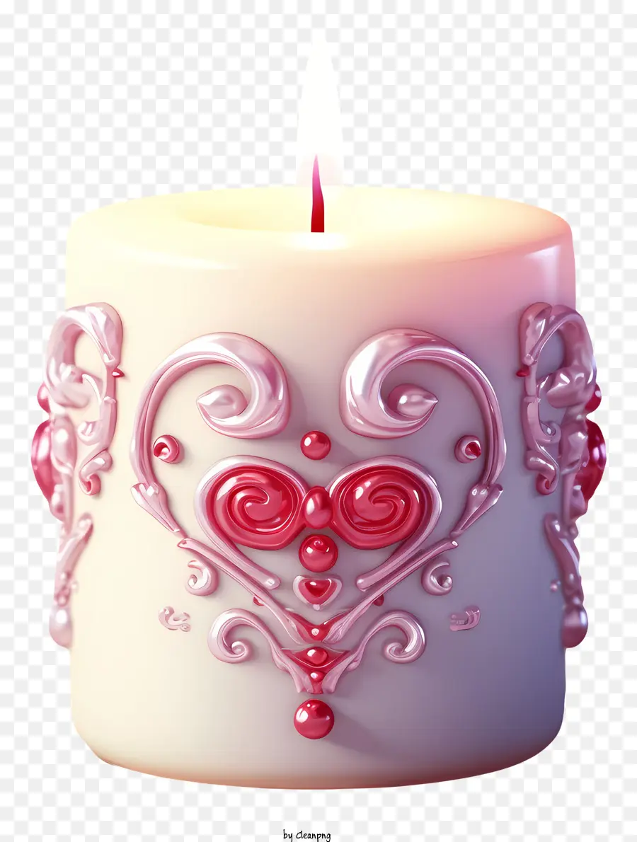 Vela De San Valentín De Estilo Retro De Moda，Vela Decorativa Con Diseño De Corazón PNG