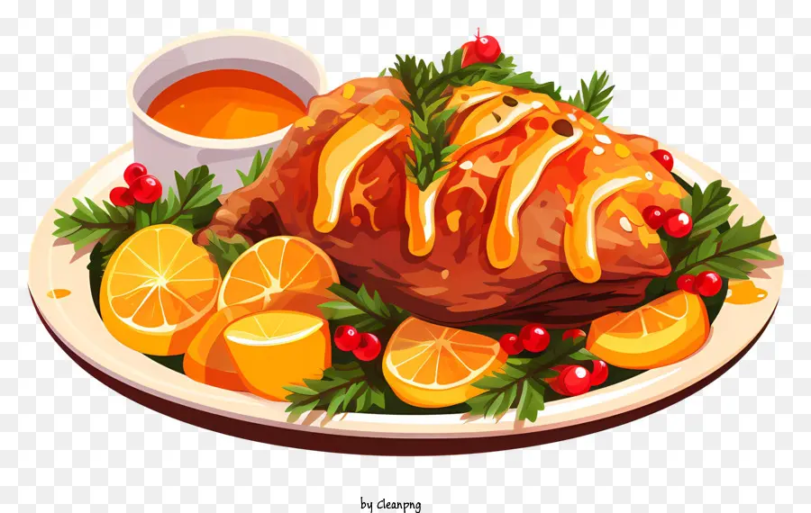 Plato De Navidad，Pavo Asado PNG