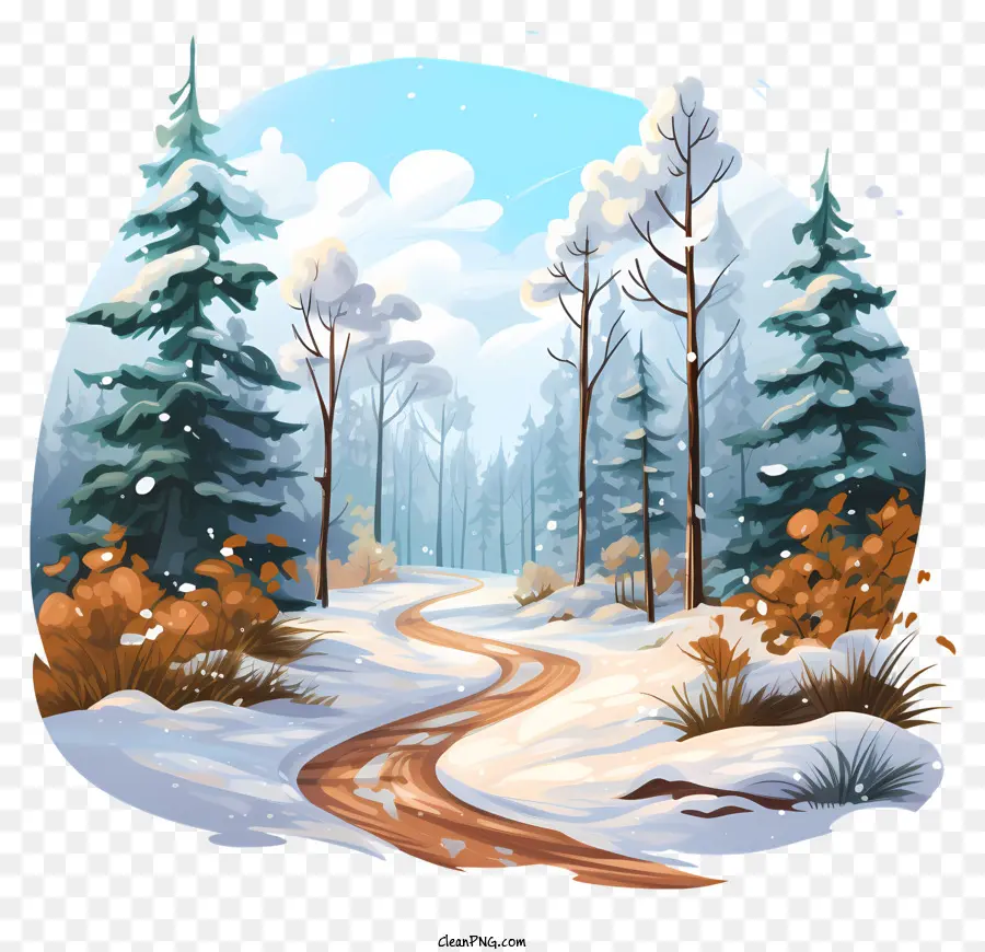 Camino De Invierno，Paisaje De Invierno PNG