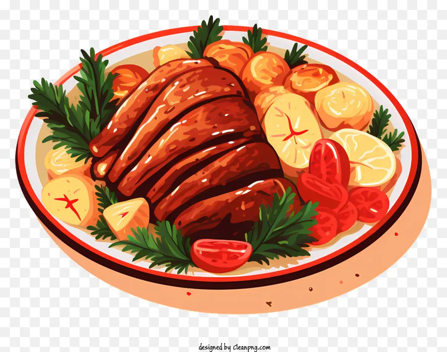 Plato De Navidad，Carne Rostizada PNG