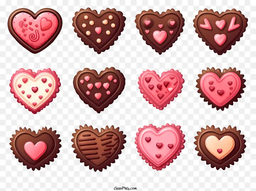 Doodle Valentines Cookies，Corazones De Chocolate PNG