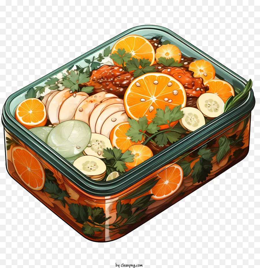 Caja Bento，Plato De Comida Cítrica PNG