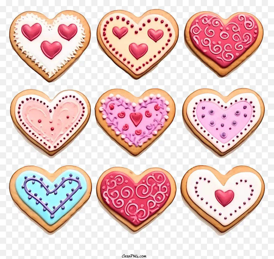 A Acuarela De San Valentín Cookies，Galletas En Forma De Corazón PNG