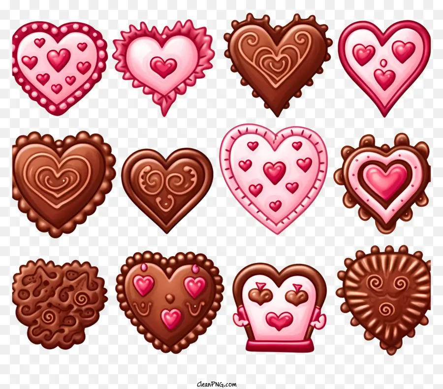 Doodle Valentines Cookies，Corazones De Chocolate PNG