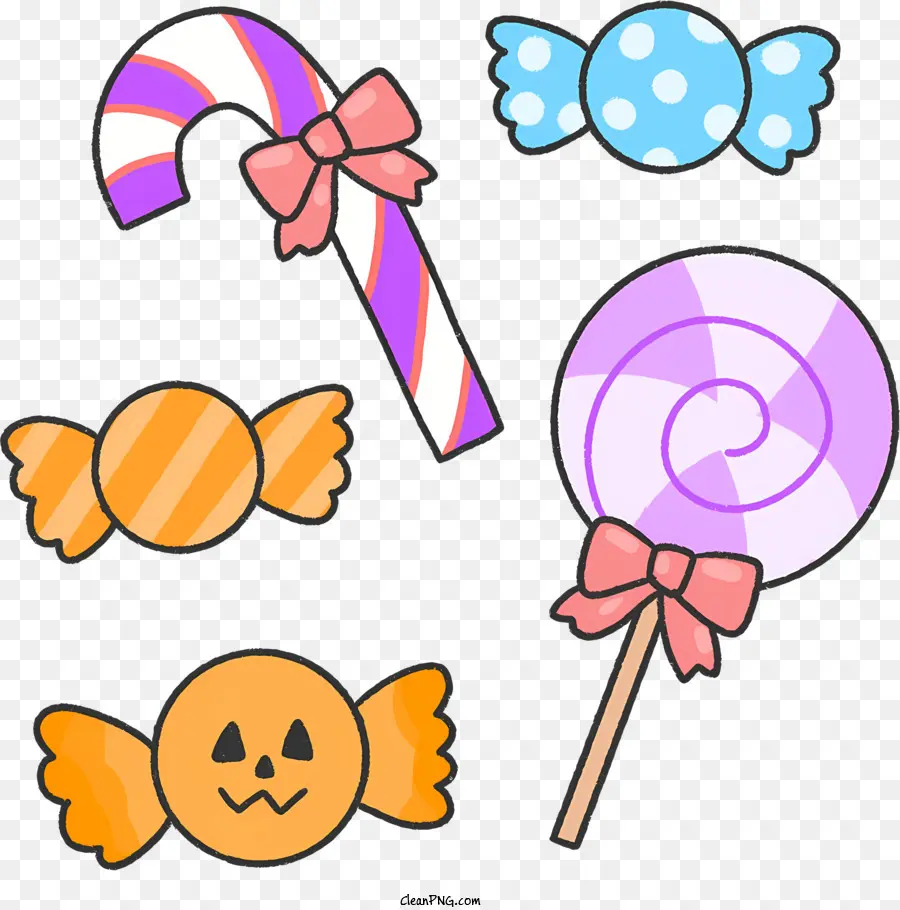 Dulces De Halloween，Los Bastones De Caramelo PNG