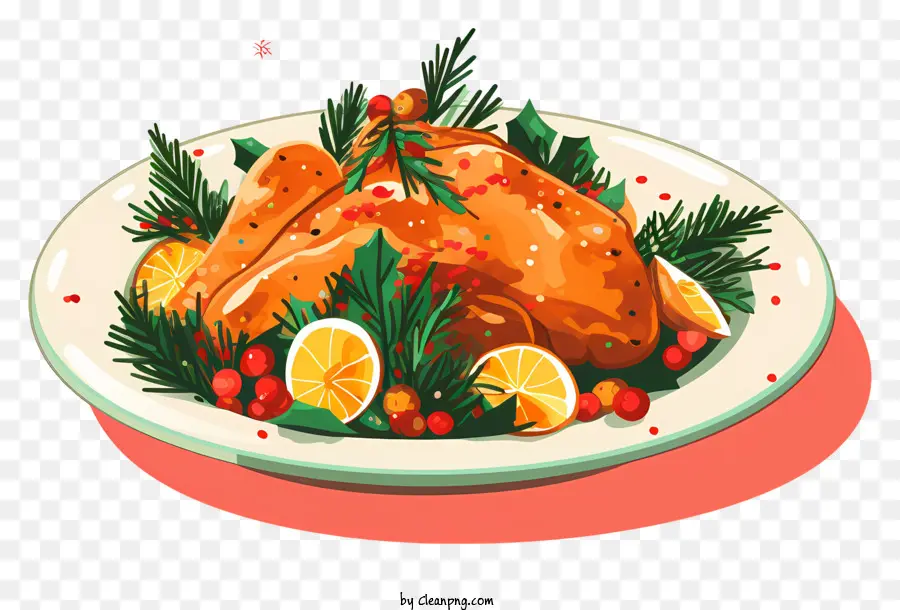 Plato De Navidad，Pollo Asado PNG