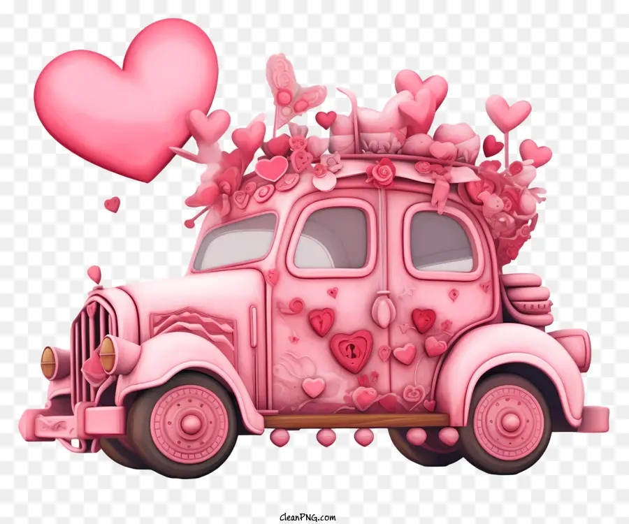 Vehículo De San Valentín De Ensueño，Coche Rosa PNG