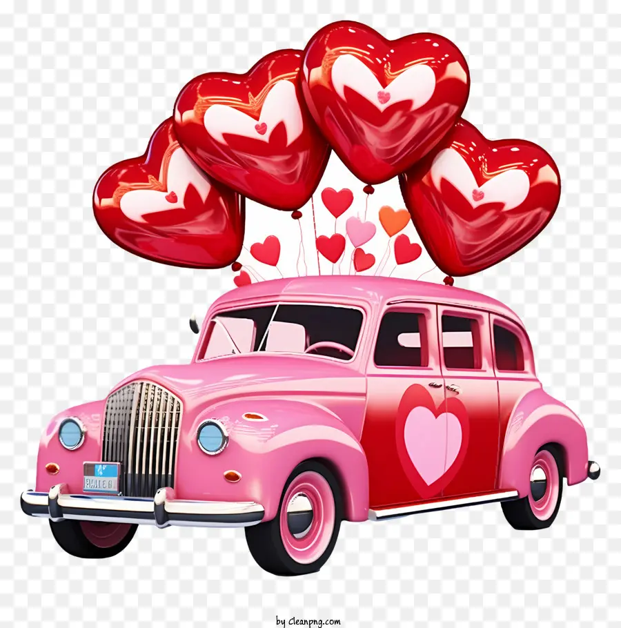 Vehículo Realista De San Valentín En 3d，Coche Con Corazones PNG