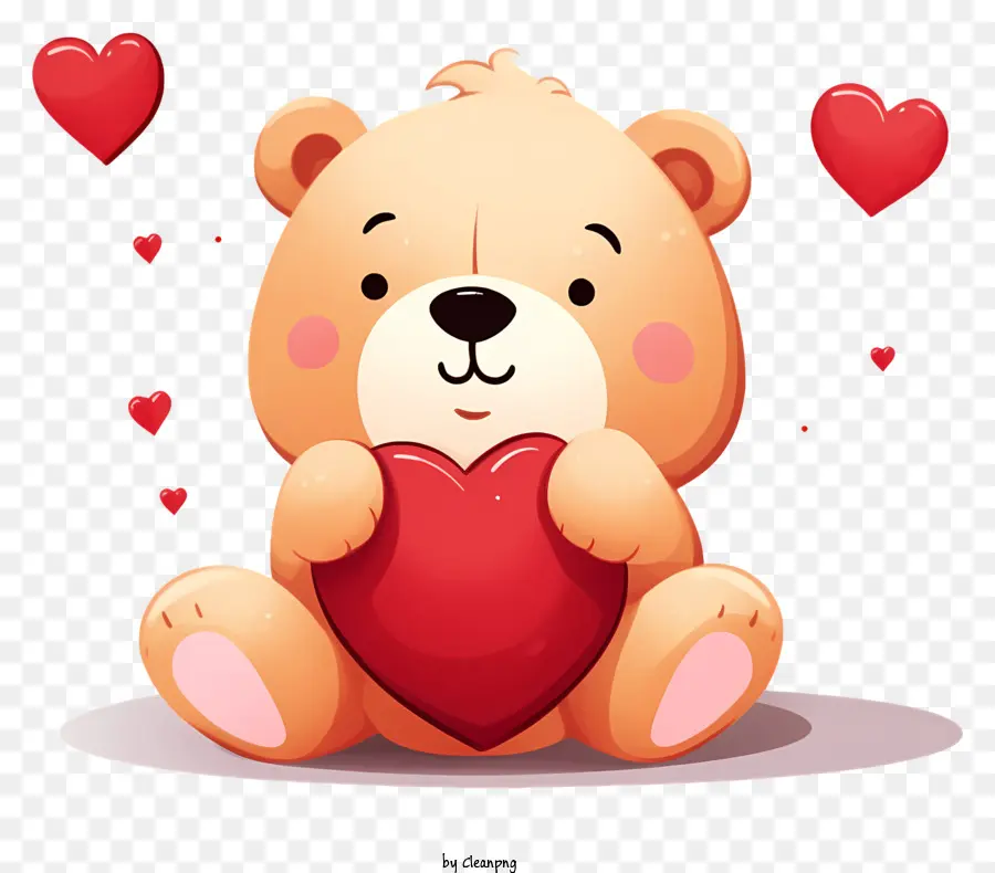 Ilustración De Vector Plano Minimalizado，Oso De Peluche De San Valentín PNG